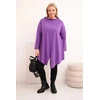 Moteriška Plus Size asimetrinė palaidinė su atlenkiamomis rankovėmis, violetinės spalvos