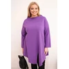 Moteriška Plus Size asimetrinė palaidinė su atlenkiamomis rankovėmis, violetinės spalvos