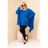 Moteriška Plus Size asimetrinė tunika, safyro mėlynos spalvos