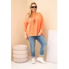 Moteriška Plus Size asimetriška palaidinė su dekoratyvine skarele, persikų spalvos