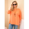 Moteriška Plus Size asimetriška palaidinė su dekoratyvine skarele, persikų spalvos