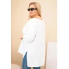 Moteriška Plus Size balta asimetrinė palaidinė