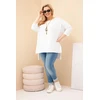 Moteriška Plus Size balta asimetrinė palaidinė