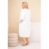 Moteriška Plus Size balta suknelė su rankogaliais ir kišenėmis
