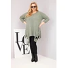 Moteriška Plus Size chaki palaidinė su asimetriniu apačios kraštu ir iškirpimais