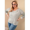 Moteriška Plus Size chaki palaidinė su užrašu ir perliukais