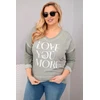 Moteriška Plus Size chaki palaidinė su užrašu „Love You More“