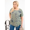 Moteriška Plus Size chaki spalvos palaidinė trumpomis rankovėmis su kišene