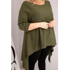 Moteriška Plus Size chaki tunika su asimetriniu kirpimu