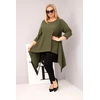 Moteriška Plus Size chaki tunika su asimetriniu kirpimu