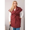 Moteriška Plus Size dygsniuota liemenė su diržu ir apykakle, slyvų spalvos