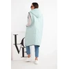 Moteriška Plus Size dygsniuota liemenė su gobtuvu, mėtų spalvos