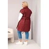 Moteriška Plus Size dygsniuota liemenė su diržu ir apykakle, slyvų spalvos