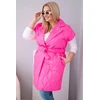 Moteriška Plus Size dygsniuota liemenė su diržu ir apykakle, neoninė rožinė