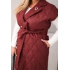 Moteriška Plus Size dygsniuota liemenė su diržu ir apykakle, slyvų spalvos