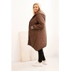 Moteriška Plus Size dygsniuota striukė su gobtuvu, ruda