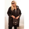 Moteriška Plus Size dygsniuota striukė su gobtuvu HOPE, rudos spalvos