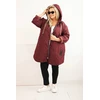 Moteriška Plus Size dygsniuota striukė su gobtuvu, bordo spalvos