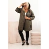 Moteriška Plus Size dygsniuota striukė su gobtuvu HOPE, chaki spalvos