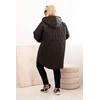 Moteriška Plus Size dygsniuota striukė su gobtuvu ir HOPE, juodos spalvos