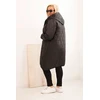 Moteriška Plus Size dygsniuota striukė su gobtuvu, juodos spalvos