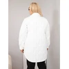 Moteriška Plus Size dygsniuota striukė su apykakle ir kišenėmis, balta