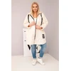 Moteriška Plus Size dygsniuota striukė su gobtuvu HOPE, šviesiai smėlio spalvos