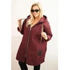 Moteriška Plus Size dygsniuota striukė su gobtuvu, bordo spalvos