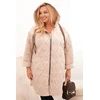 Moteriška Plus Size dygsniuota striukė su gobtuvu HOPE, tamsiai smėlio spalvos
