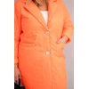 Moteriška Plus Size dygsniuota striukė su dekoratyvinėmis sagomis ir apykakle, neoninės oranžinės spalvos