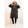 Moteriška Plus Size dygsniuota striukė su gobtuvu, juodos spalvos