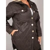 Moteriška Plus Size dygsniuota striukė su apykakle ir kišenėmis, ruda