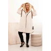 Moteriška Plus Size dygsniuota striukė su gobtuvu HOPE, šviesiai smėlio spalvos