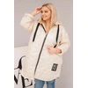 Moteriška Plus Size dygsniuota striukė su gobtuvu HOPE, šviesiai smėlio spalvos
