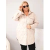 Moteriška Plus Size dygsniuota striukė su apykakle ir kišenėmis, tamsiai smėlio spalvos