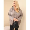 Moteriška Plus Size džemperio tipo palaidinė su gobtuvu ir sagomis, pilkai žalsvos spalvos