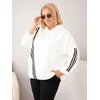 Moteriška Plus Size džemperis su gobtuvu ir dekoratyvinėmis juostomis, ekru spalvos