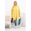 Moteriška Plus Size geltona asimetrinė palaidinė su užriestomis rankovėmis