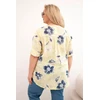 Moteriška Plus Size geltona gėlių rašto medvilninė palaidinė