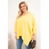 Moteriška Plus Size geltona palaidinė su asimetrišku apačios kraštu ir V formos iškirpte