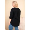 Moteriška Plus Size juoda medvilninė palaidinė su iškirpte ir sagute