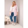 Moteriška Plus Size liemenė su gobtuvu, gėlių rašto, rožinės spalvos