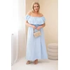 Moteriška Plus Size maksi suknelė su raukiniais ir elastingu juosmeniu, mėlyna