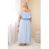 Moteriška Plus Size maksi suknelė su raukiniais ir elastingu juosmeniu, mėlyna