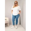 Moteriška Plus Size medvilninė palaidinė su drugelio aplikacijomis, balta