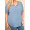 Moteriška Plus Size medvilninė palaidinė su sagute, džinso mėlynos spalvos