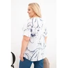 Moteriška Plus Size medvilninė palaidinė trumpomis rankovėmis su kišenėle, balta