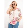Moteriška Plus Size medvilninė palaidinė su gėlių raštu, smėlio spalvos