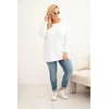 Moteriška Plus Size medvilninė palaidinė su apvalia iškirpte, balta