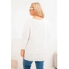Moteriška Plus Size medvilninė palaidinė su dekoratyvinėmis sagomis, ekru spalvos
